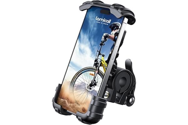 Lamicall Bike Phone Holder, Motorcycle Mount - Motorcycle Phone Holder, Handlebar Cell Phone Clamp, Scooter Phone Clip Gifts for iPhone 17 Air Pro Max, 16 15 Plus, S20, 4.7 to 6.8" Smartphones