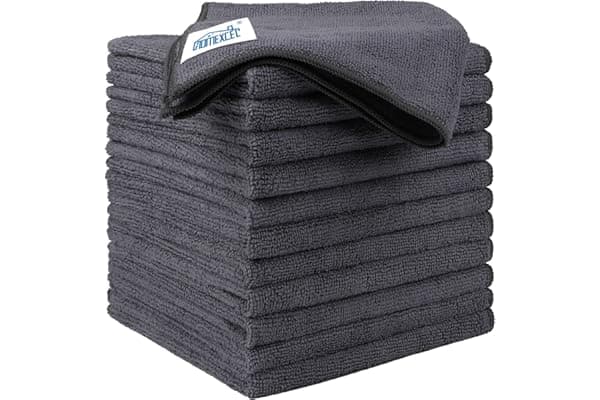 HOMEXCEL Microfiber Cleaning Cloth 12 Pack, 12.5 x 12.5 inch Microfiber Towels for Cars, Ultra Absorbent Washing Cloth, Lint Free Streak Free Cleaning Rags for Car, Kitchen, and Window (Grey)