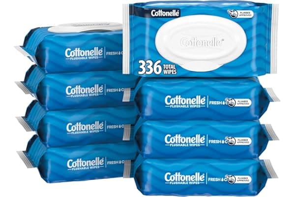 Cottonelle Fresh Feel Flushable Wet Wipes, Adult Wet Wipes, 8 Flip-Top Packs, 42 Wipes Per Pack (336 Total Wipes), Packaging May Vary