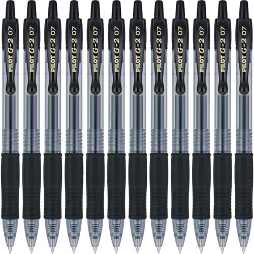 PILOT G2 Premium Refillable & Retractable Rolling Ball Gel Pens, Fine Point, Black Ink, 12 Count (Pack of 1) (31020)