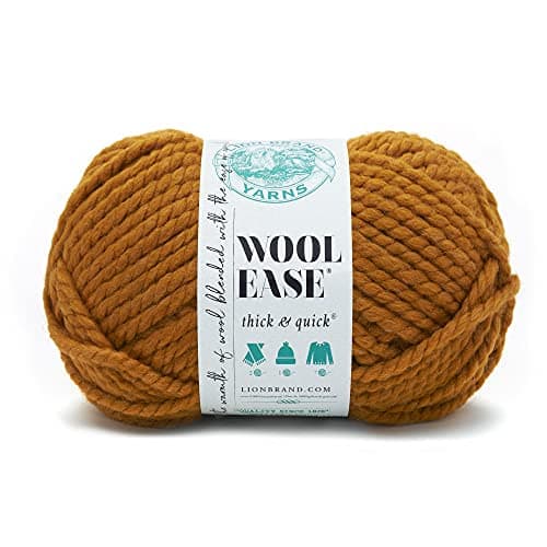 (1 Skein) Lion Brand Yarn Wool-Ease Thick & Quick Bulky Yarn, Butterscotch, 261 Foot (Pack of 1)