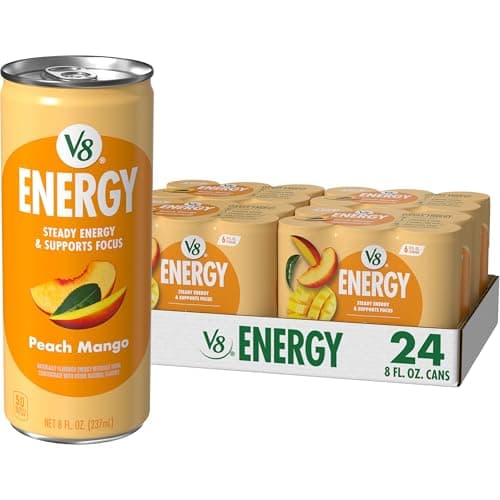 V8 Energy Peach Mango Energy Drink, 8 fl oz Can (24 Pack)