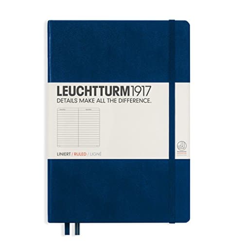 LEUCHTTURM1917 - Notebook Hardcover Medium A5-251 Numbered Pages for Writing and Journaling (Navy, Ruled)
