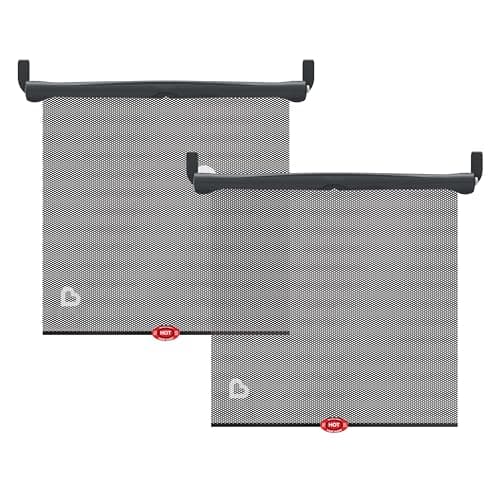 Munchkin Brica Sun Safety Car Window Shade with Heat Alert, Helps Block UVA/UVB Rays, 2 Pack, Black