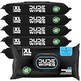 DUDE Wipes - Flushable Wipes - 6 Pack, 288 Wipes - Unscented Extra-Large Adult Wet Wipes - Vitamin-E & Aloe - Septic and Sewer Safe
