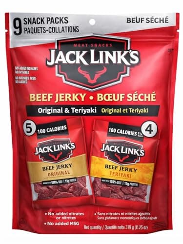 Jack Link's Beef Jerky Variety Pack - Original and Teriyaki - (9 Pack) 1.25 oz Bag - Ready to Eat Protein Snacks - 13g Protein per Serving - Made with 100% Real Beef
