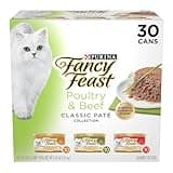 Fancy Feast Poultry and Beef Feast Classic Pate Collection Grain Free Wet Cat Food Variety Pack - (Pack of 30) 3 oz. Cans