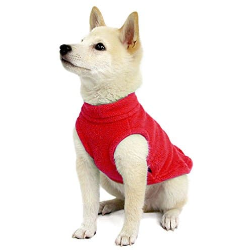 Gooby Stretch Fleece Vest Dog Sweater - Red, Medium - Warm Pullover Super Stretchy Fleece Dog Jacket for Small to Large Dogs