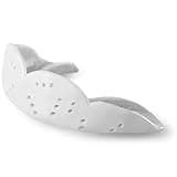 SISU Aero Medium Mouthguard, Snow White - 30% Stronger Protection for Lacrosse, Football, Hockey, Roller Derby, Team Sports - Remoldable Up to 20 Times - Ultra Slim - Works for Braces - Non Toxic