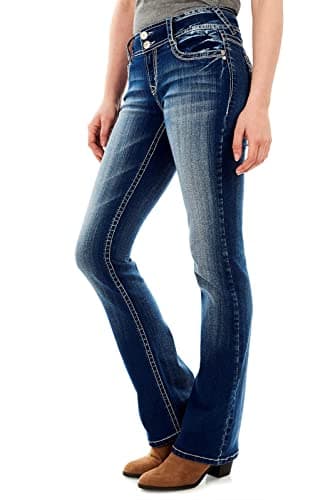 WallFlower Luscious Curvy Bootcut Jeans for Women, Mid-Rise Insta Stretch Denim, Size-Inclusive Juniors Jeans, Sizes 0 to 24
