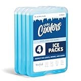 Cool Coolers by Fit & Fresh 4 Pack XL Slim Ice Packs, Quick Freeze Space Saving Reusable Ice Packs for Lunch Boxes or Coolers, Blue, 239ICE, 4 count (Pack of 1)