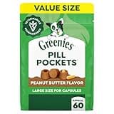 Greenies Pill Pockets for Dogs Large Size, Dog Treat Pouch for Capsule Medication, Peanut Butter Flavor, 15.8 oz. Pouch