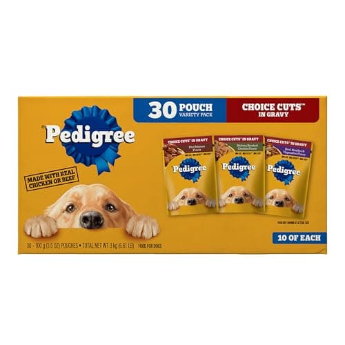 Pedigree Choice Cuts in Gravy Wet Dog Food, Adult Soft Wet Dog Food, Variety Pack, 3.5 oz. Pouches, 30 Count