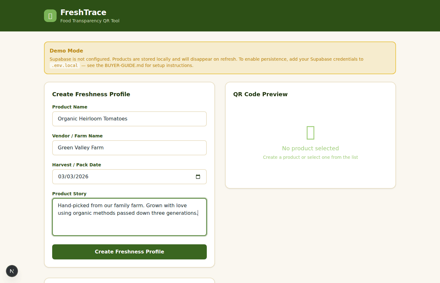 FreshTrace - Food Transparency QR Tool - image 2