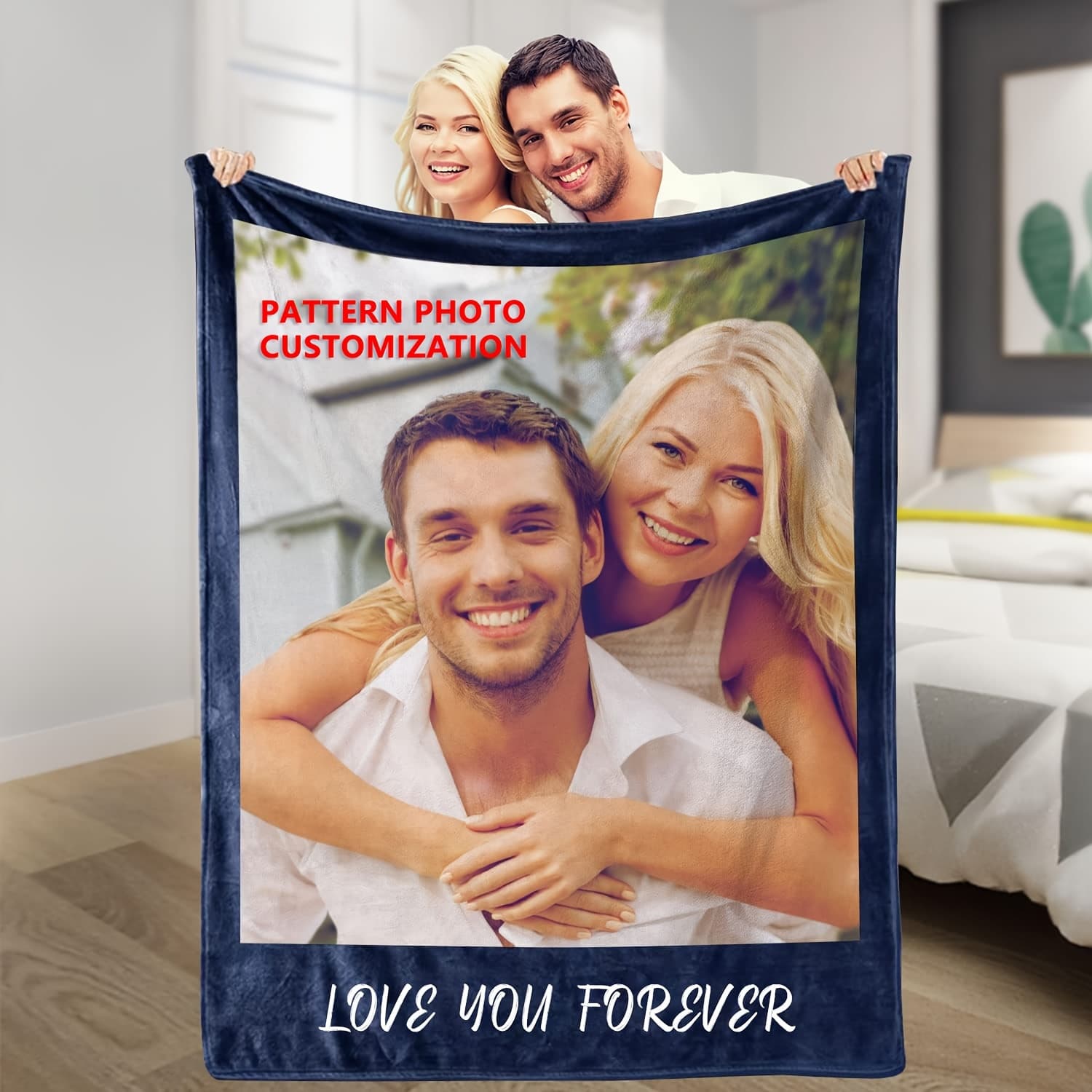 1pc Custom Blanket With Photos Father's Day Couples Blanket With Pictures Personalized Gift Men's Wife Ladies My Boyfriend I Love You