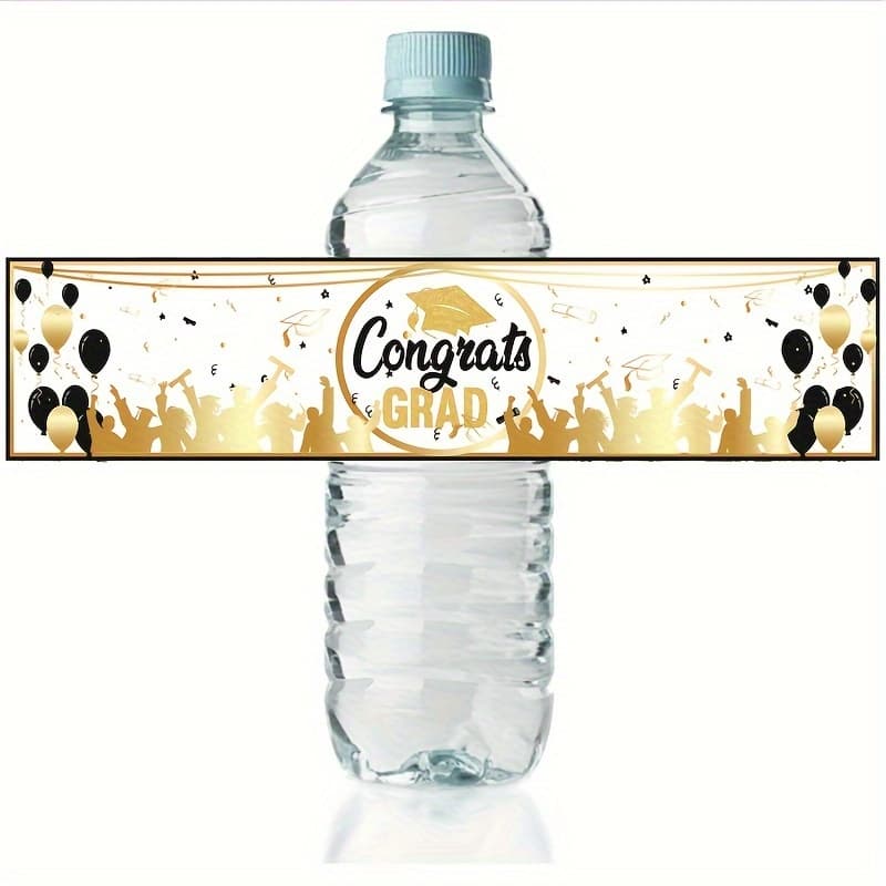 10pcs Of Graduation Season Party Water Bottle Stickers, 2024 Graduation Season Water Bottle Decorations, Rectangular Gift Wrapping Seals For Graduation Parties
