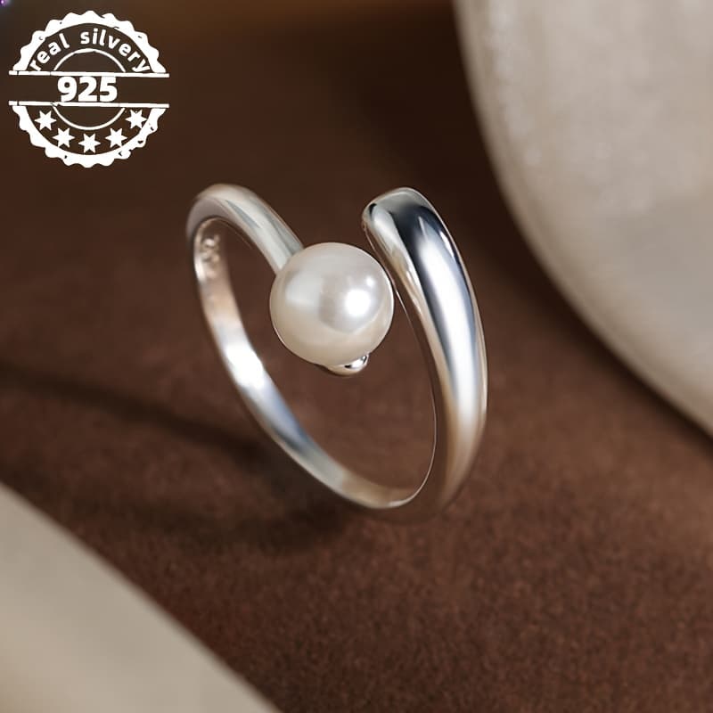 S925 Sterling Silver Surround Ring Inlaid With Spherical Women's Ring With Adjustable Opening. Fashion Jewelry To Give Your Girlfriend A Light Luxury Ring