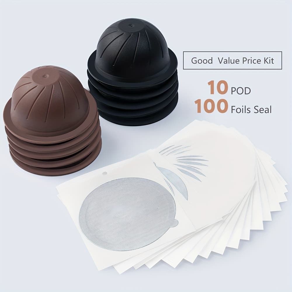For Nespresso Delonghi Vertuoline Machine 5pcs 230ml And 5pcs 150ml Coffee Capsule Pod With 100 Foil Seal Lids