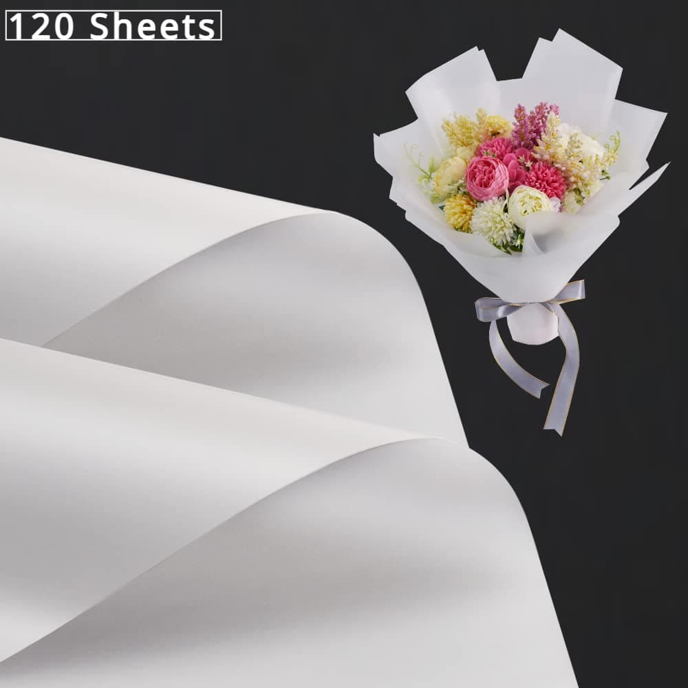 120pcs Premium Waterproof Gift Wrap Paper, 23x23 Inches - Transparent, For Bouquets & Baskets | Ideal For Floral Arrangements In Blue, Black, White, Flower Wrapping Paper