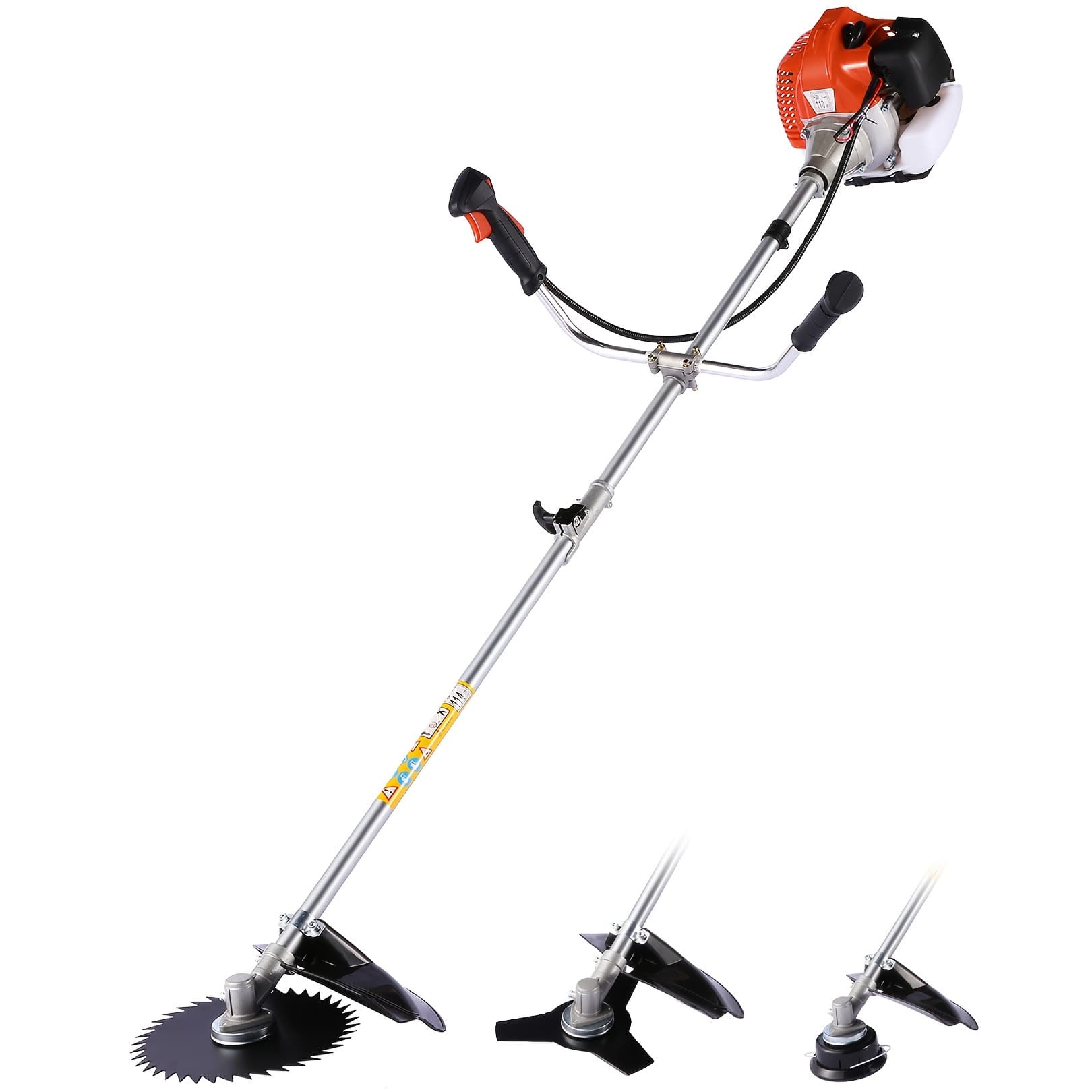 4 In 1 Gas Weeder, Inch Cutting Path Gas Weeder, 58cc Brush Cutter Gas Powered 2 Cycle With 4 Removable Heads, Straight Shaft String Trimmer For Weeds And Bushes, /red