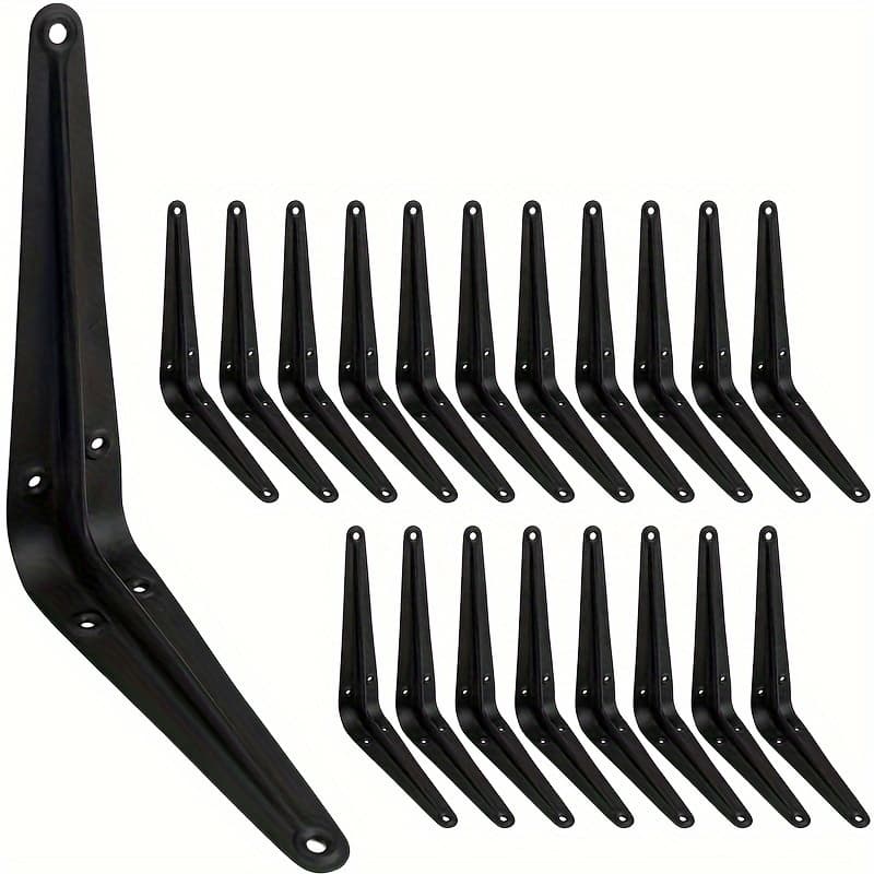 20 Pack 6 Inch Shelf Brackets For Diy Floating Shelf, Heavy Duty Black Iron Metal Wall Bracket Shelf Bracket, Decorative Corner Brackets Joint Angle Bracket