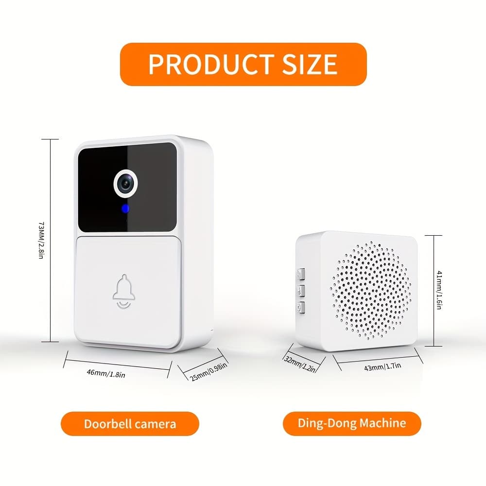 Intelligent Video Doorbell, High Definition Ring Camera, Integrated Microphone, Communication, Bidirectional Audio, Rechargeable Battery, Usb , Doorbell Camera
