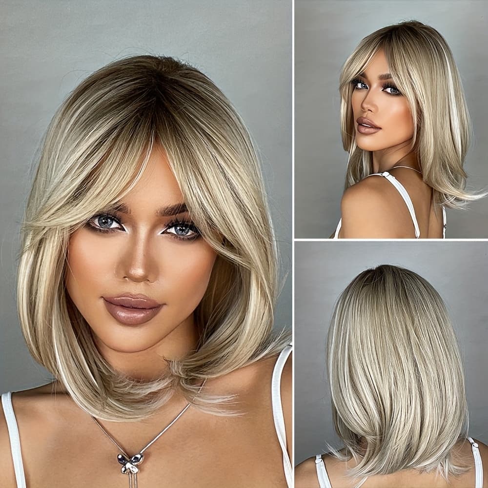 Apricot Wavy Synthetic Wig For Women, Perfect For Daily Wear And Party Costumes