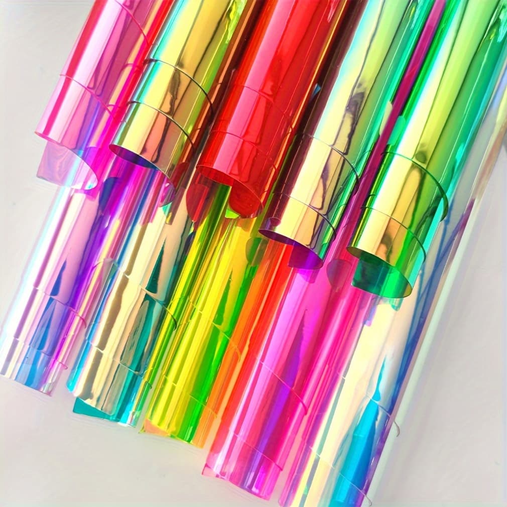 10 Sheets Of A4 Holographic Transparent Pvc Fabric In , Suitable For Mirror Foil Laser Crafts, Sewing Projects, Bows, Jewelry Creation, Tote Bags, And Christmas Decorations, Measuring 30cm By