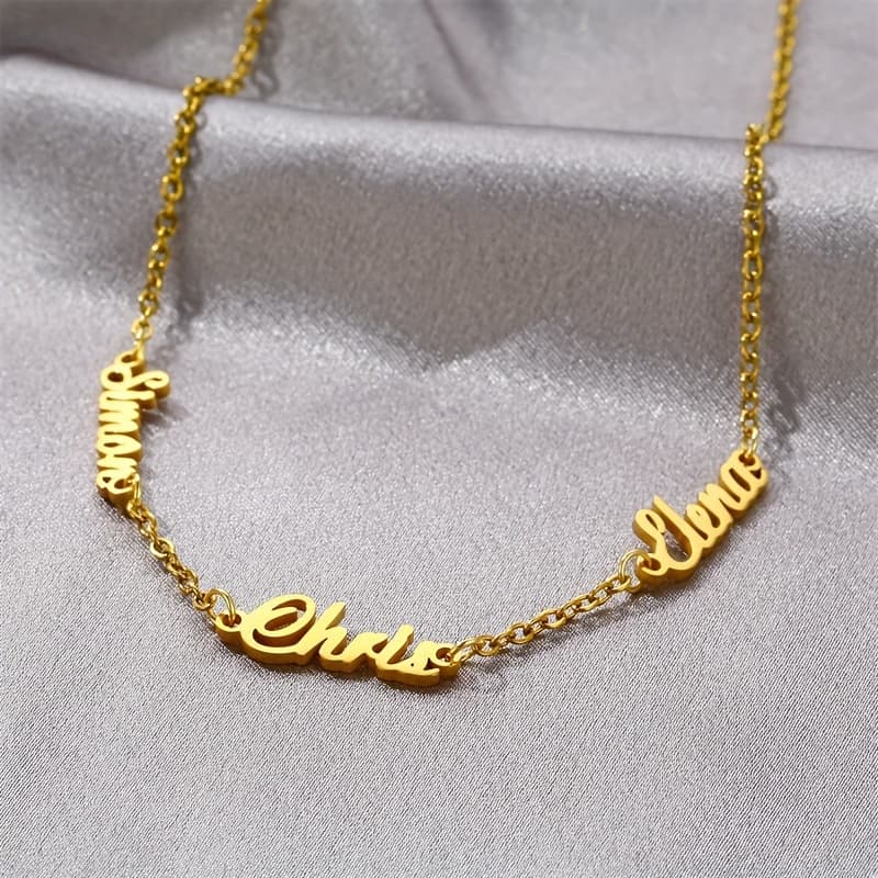 Custom Multi-name Personalized Necklace Jewelry Heart Golden Necklace For Women And Men Valentine's Day Gift