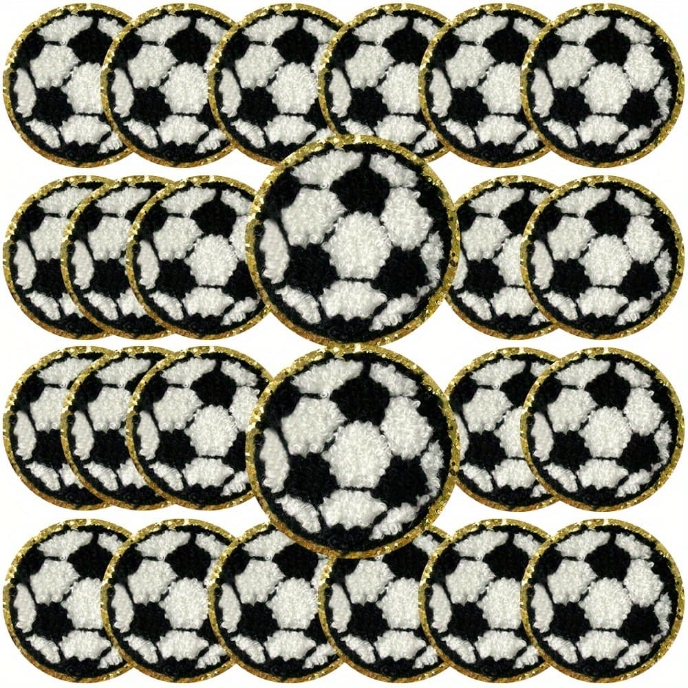 24pcs Football Iron-on Embroidered Cloth Patches, Backpack Decorative Patches, Embroidered Appliques For Clothing, Jackets, Jeans, Hats