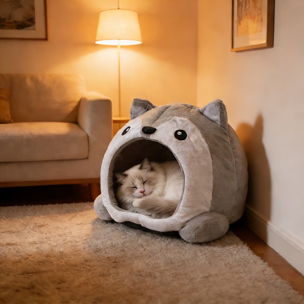 Comfortable Cat Bed Cat House - Soft For Puppies And Kittens - Warm Lounger Pad And Sleeping Tent