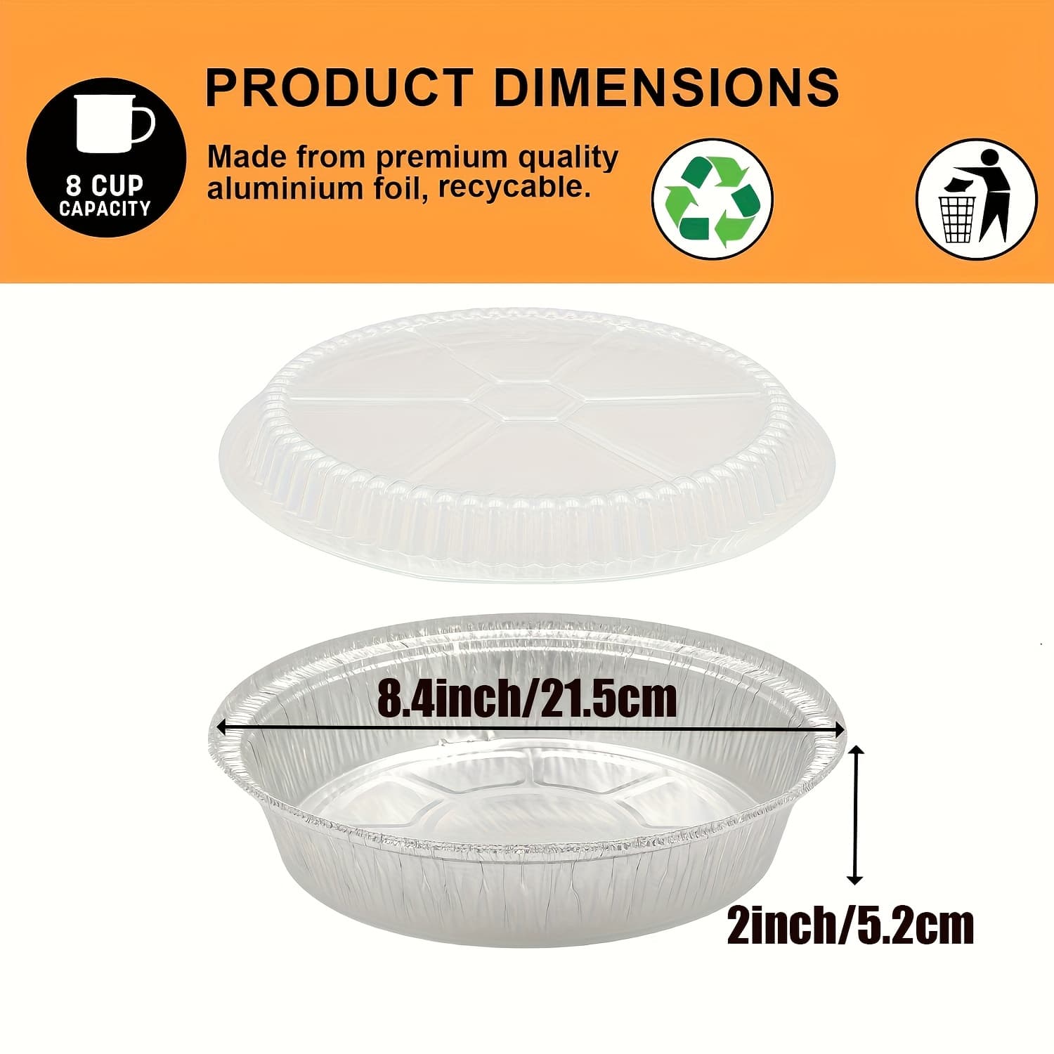Of 50 High-quality 8.4-inch Round Aluminum Pans With Plastic Covers, Perfect For Roasting, Baking, Or Cooking