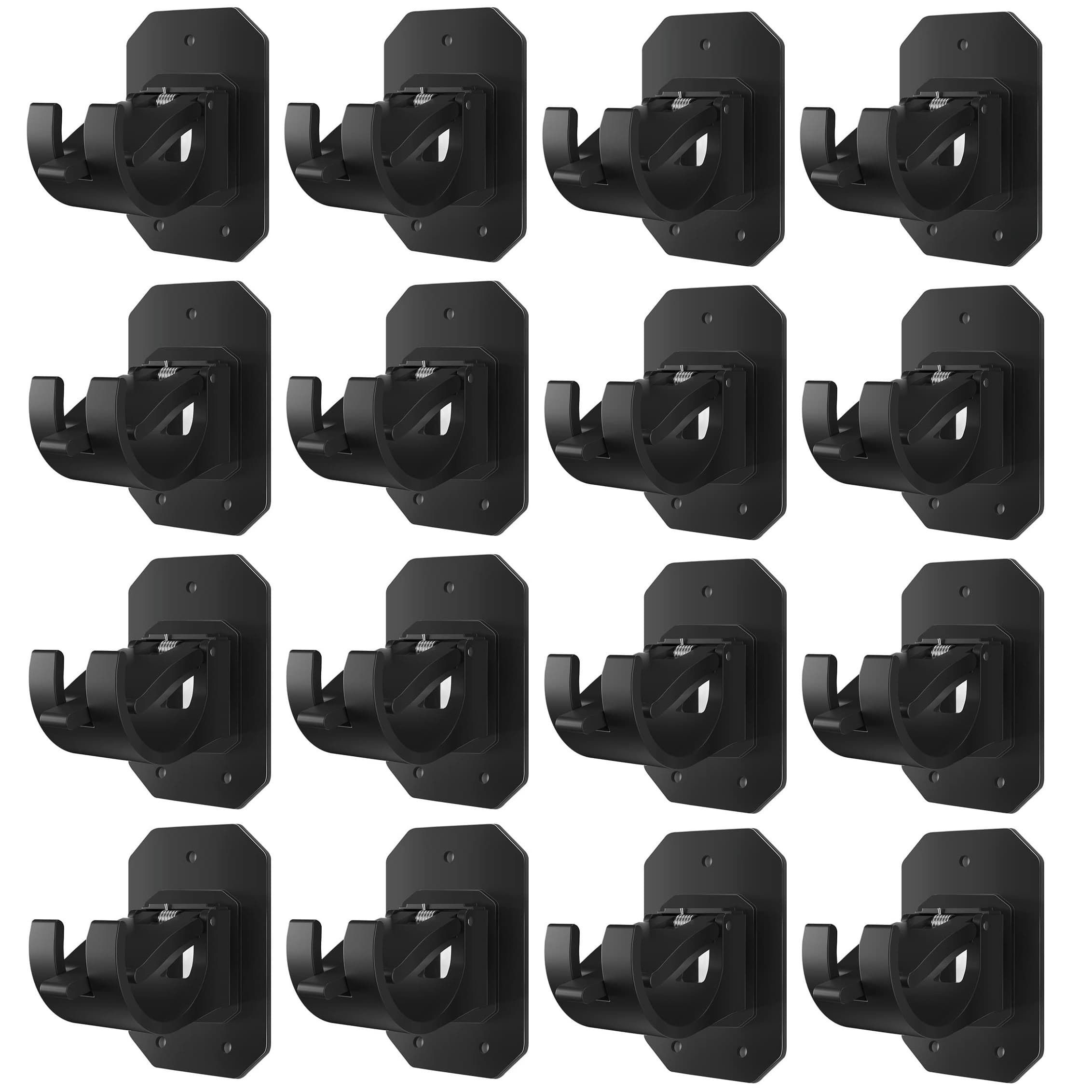 16pcs No Drill Curtain Rod Brackets Upgraded Curtain Rod No Drilling Self Adhesive Curtain Rod Hooks With Screws, Nail Free Adjustable Curtain For Poles Less Than 4cm In Diameter