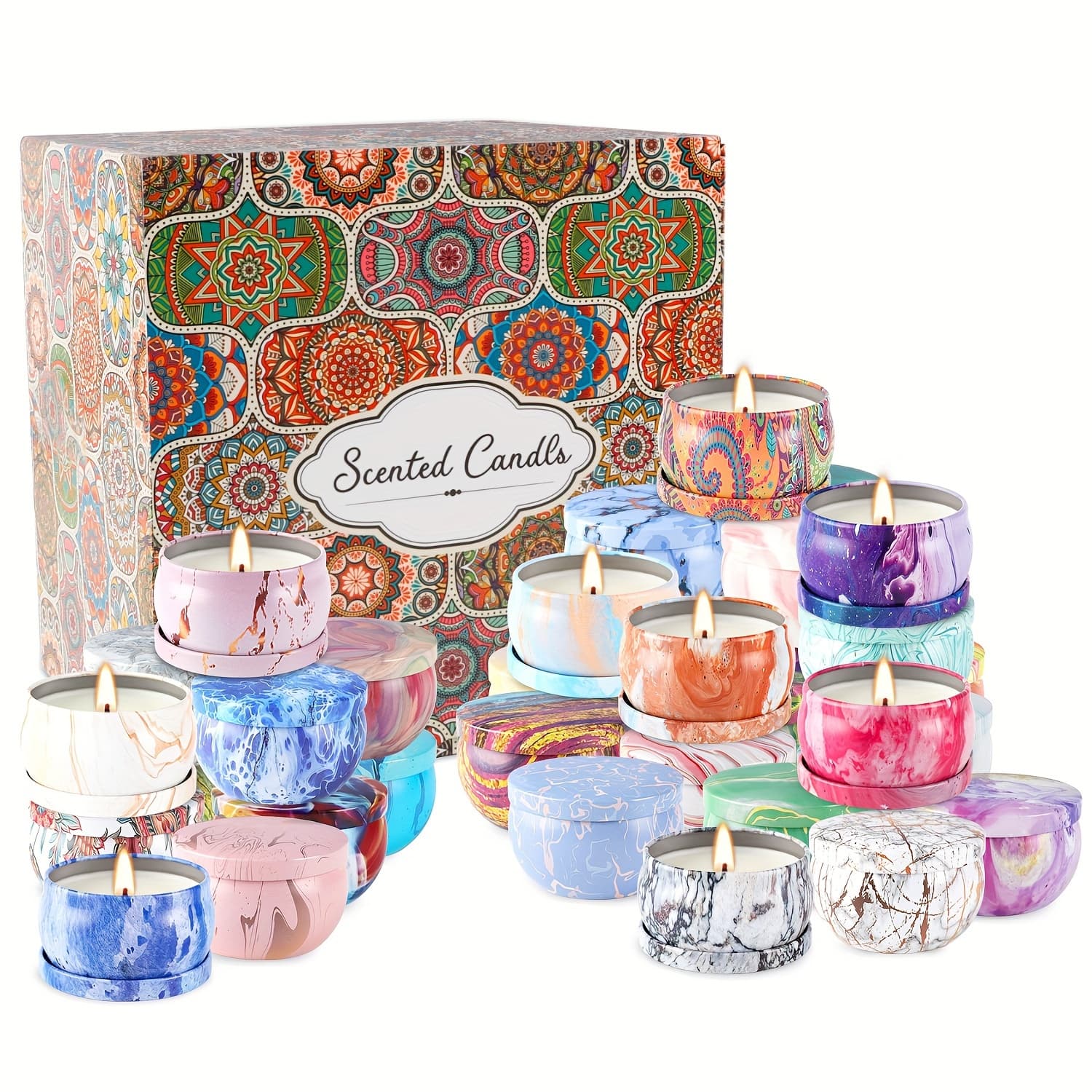 36 Smoke-free Drip-free Marble-pattern Candles, With A Long-lasting Fragrance Of 12 Hours, Suitable For Family , Weddings, Churches, And Parties. Are The For Patriotic-themed Event Giveaways.