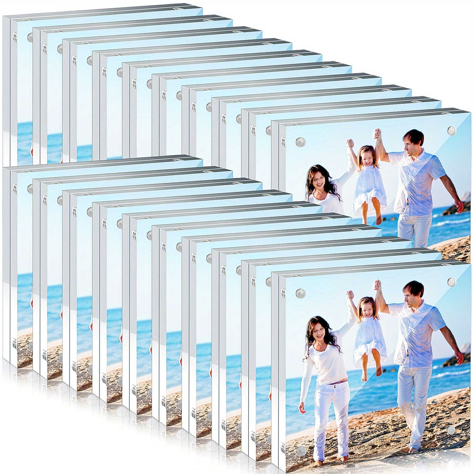 20pcs Acrylic Picture Frame Clear Acrylic Photo Frame Magnetic Desktop Display Double Sided Acrylic Frame 20mm Thickness Freestanding Photo Frames For Bedroom Living Room Home Office (4 X 4)
