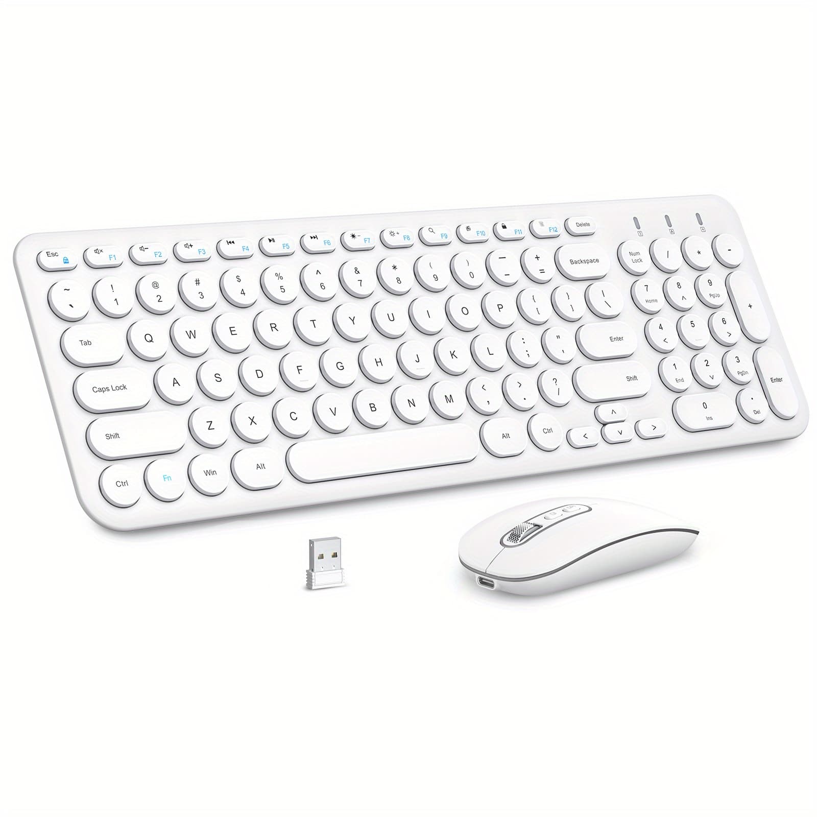 Cimetech Set, [rechargeable Keyboard And Mouse][quiet Scissor Switch Keys][ultra Slim] Wireless Computer Keyboard And Mouse For Laptops, Pcs, Computers, , Windows - White