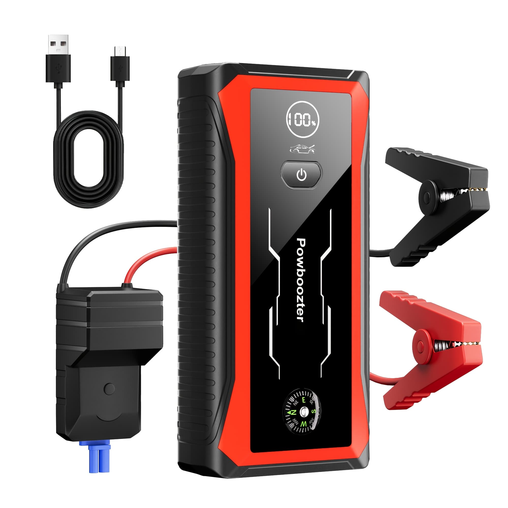 Car Jump , 6000a Up To All Gas .64gal Engine, 50 Times 12v Auto Booster Battery Charger Jump Box Charger Cables With Led Screen