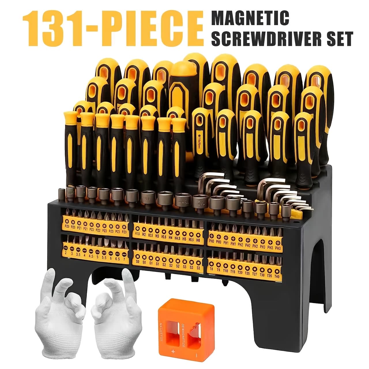 A 131pcs Magnetic Screwdriver Kit Featuring A Plastic Organizer, Which Comes With A Precision Screwdriver, Pick And Hook, Ratchet Driver, And Hex Key, Perfect As A Gift For Men