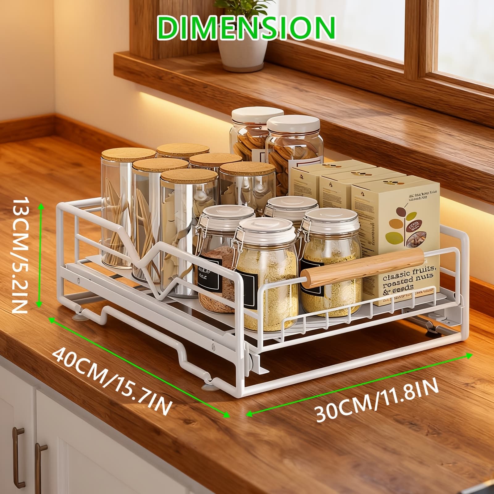Pull Out Cabinet Organizer, Pull Out Drawers For Cabinets, Slide Out Kitchen Storage Box Adhesive Film And Screws For Kitchen, Pantry Or Bathroom