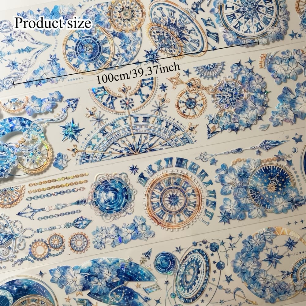 High-quality Planner Washi Tape With Starry Patterns And Elegant Snowflakes, Made Of Pet Material, Measuring 6cm By 100cm