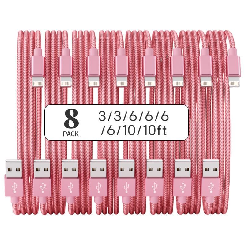 8pcs 3ft*2/6ft*4/9ft*2/ Charging Cable Mfi Usb Cable Nylon Braided Fast Charging Cord Compatible For Iphone14/13/12/11/x/max/8/7/6/6s/5/5s/se/plus/ipad