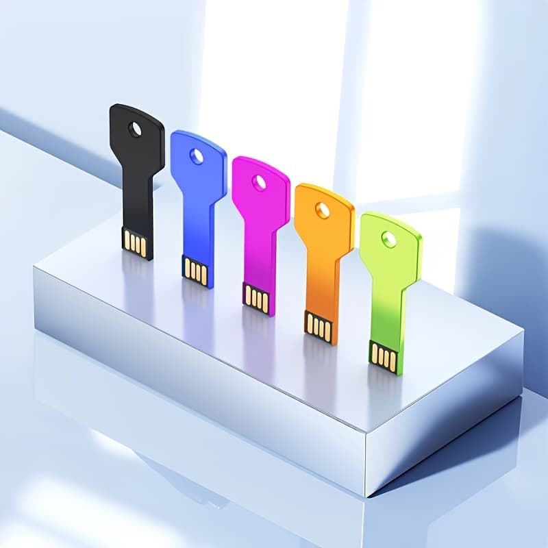 5 Pack 64gb/32gb/16gb Usb Flash .0 Metal Pendant Key Shape 64gb Usb Flash Drive Laptop Computer Holiday Gifts Colorful (black, Pink, Green, Golden, Blue)