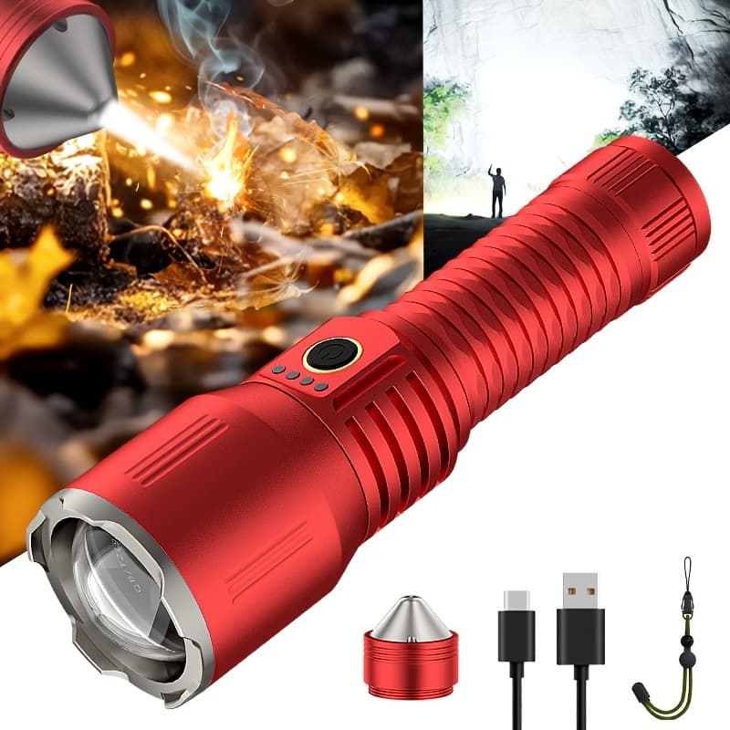 Skyfire Led Torch With High Brightness, Rechargeable And , Features 3 , Ideal For Camping, Outdoor Activities, And Home Use