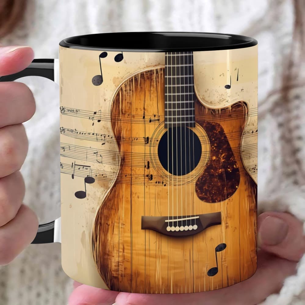 1pc Guitar-themed Ceramic Coffee Mug - 11oz, Microwave Safe, Perfect For Iced - Unique Gift For Music Lovers, Birthdays, Holidays For Christmas,newyear,valentine,party Events