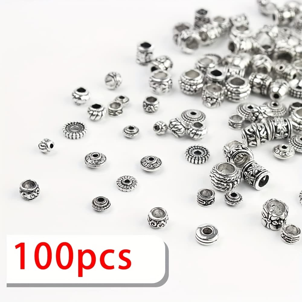 100pcs Silvery Spacer Beads Jewelry Bead Charm Spacers For Jewelry Making Bracelets Necklace Beads & Bead Assortments