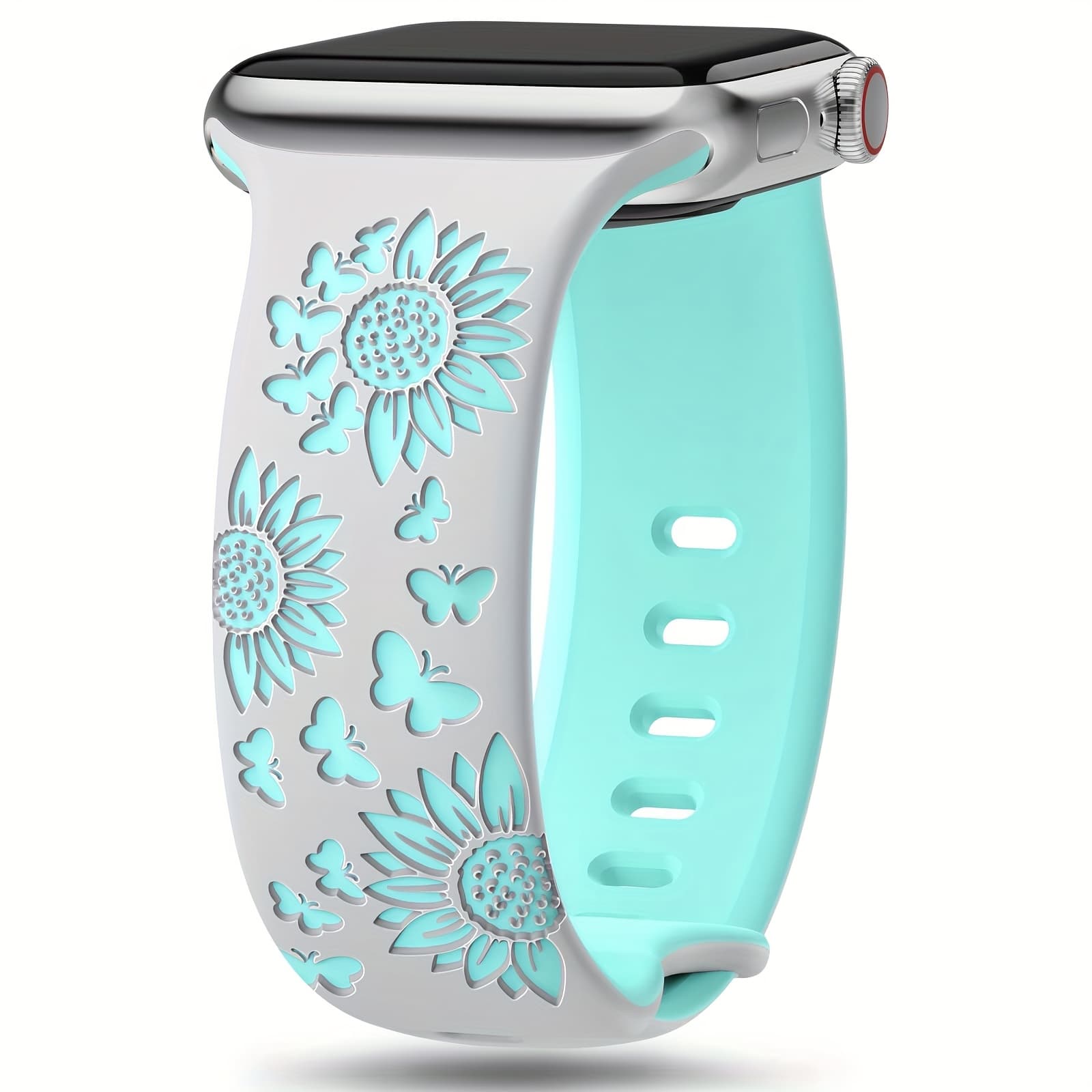 Floral Engraved Band For Watch Band 41mm 40mm 38mm 42mm 44mm 45mm 46mm 49mm Women, Sunflower For Iwatch Bands Strap For Iwatch Series Se 10 6 5 4 3 2 1 Ultra