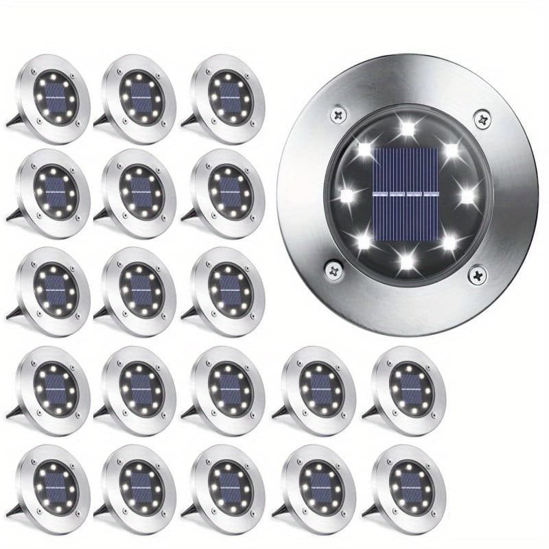 20 Pack Of Solar Ground Lights, Outdoor Lighting, 8 Led Solar Landscape Lights For Gardens, Patios, , Driveways, And (cool White) For Valentine's Day