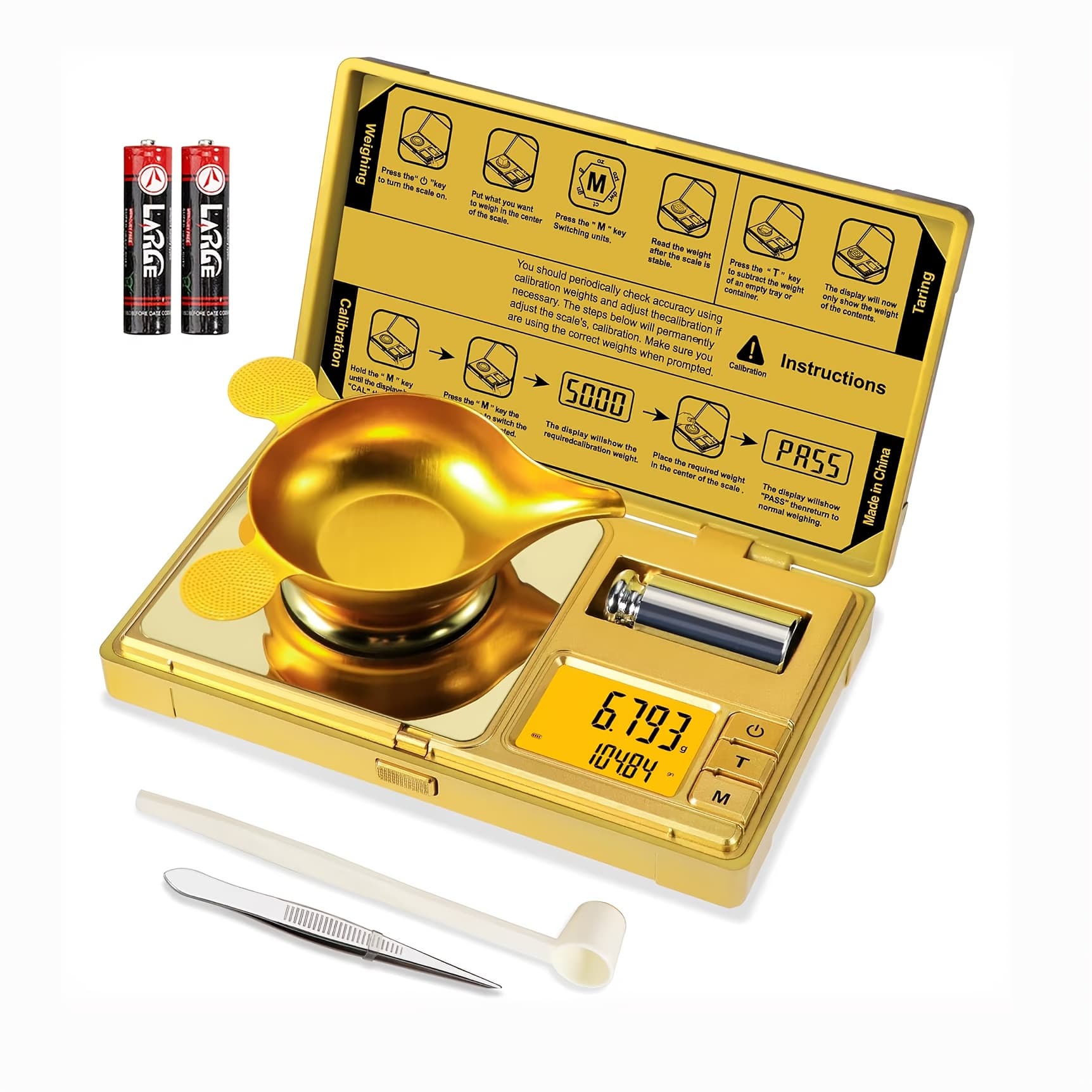 Digital Mini Pocket Jewelry Gram Scale High-precision Milligram Scale 50g/0.01g For Weighing Powders Jewelry Medicine Gem Golden