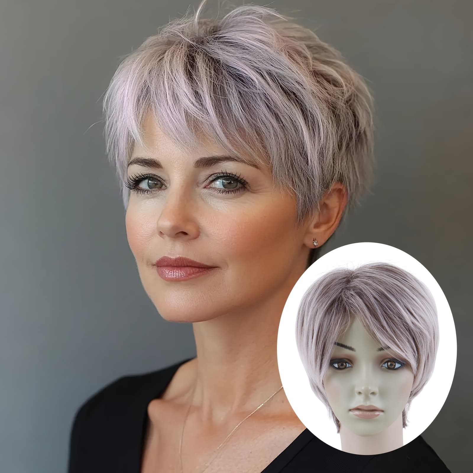 Women' -looking Cut Wig With Bangs - Short Layered Synthetic Hair Wigs Suitable For Women, Wear For Busy Lives, No Maintenance Required, Fluffy Texture & (no Coating)