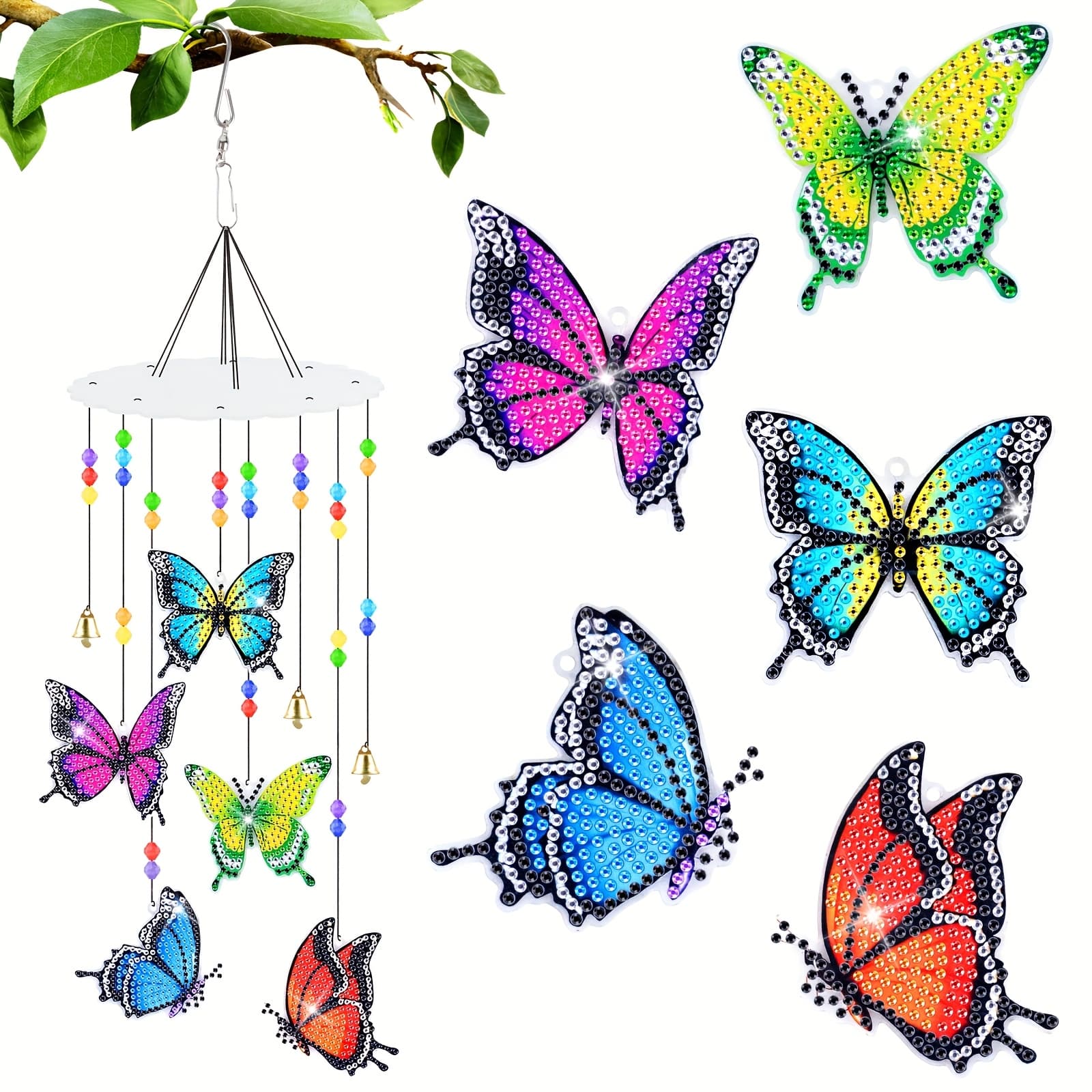 Diamond Painting Wind Chimes Diy Kits For Adults Double Sided 5d Crafts Hanging, Diamond Chime For Home Yard Garden Window Tree Decor